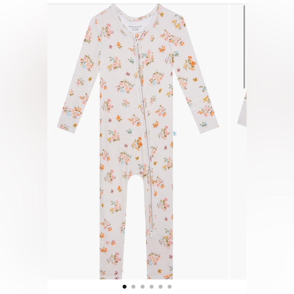 Posh Peanut Floral Kids Footie in Cream and Orange